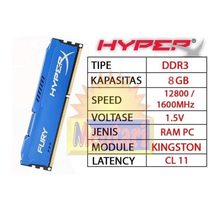 Gambar RAM PC DDR3 8 GB 12800 HYPERX FURY KINGSTON dari MENTARI KOMPUTER. Kota Makassar Tokopedia