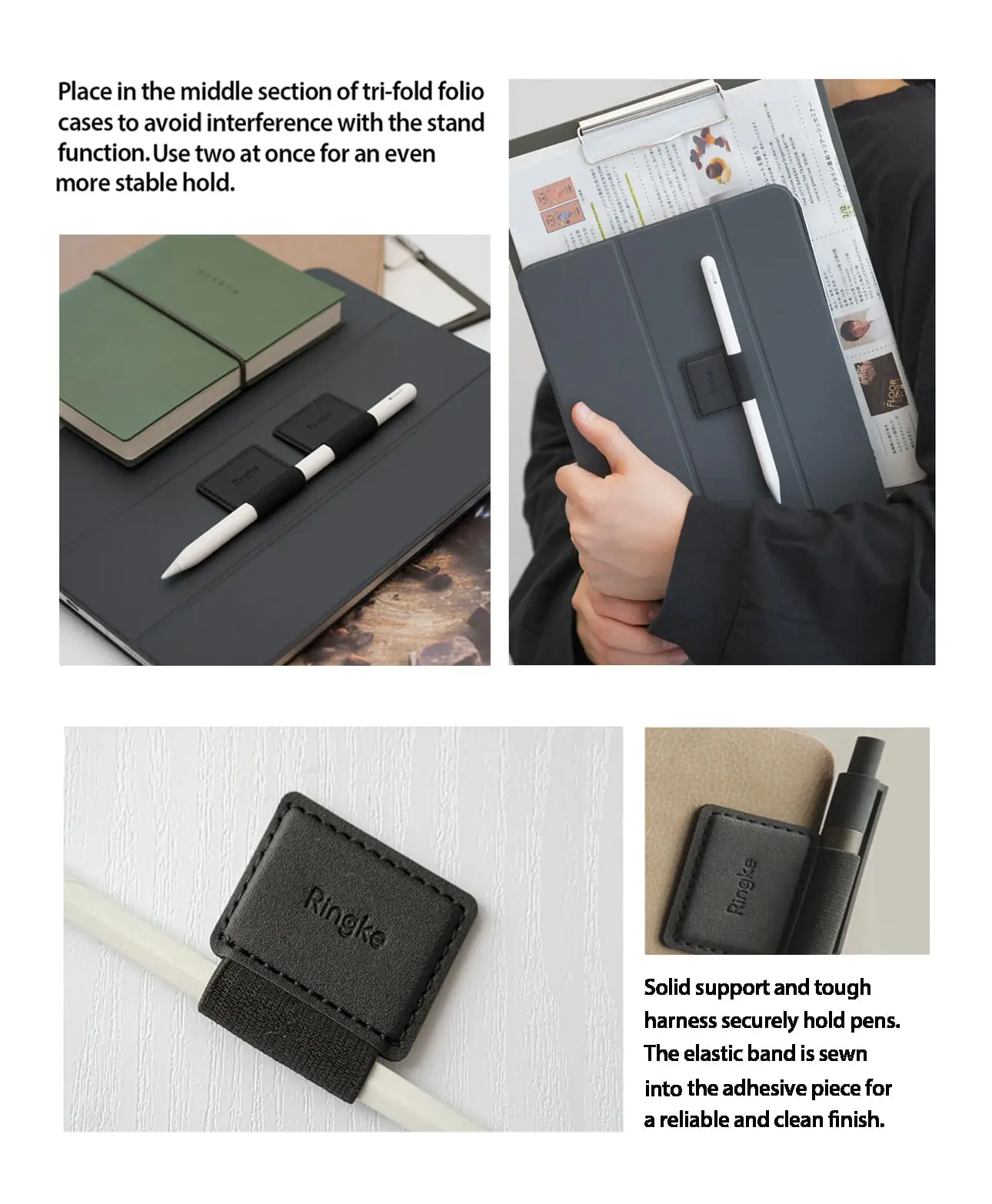 Ringke Pen Holder 1pcs Compatible For Universal (Apple Pen Samsung S Pen Pensil Pulpen) Black Hitam Sleeve Universal untuk Tablet iPad Tab Xiaomi Huawei