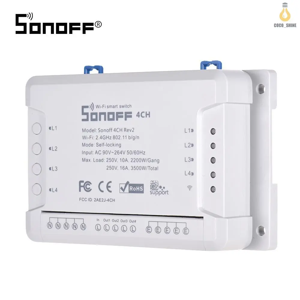 Saklar Lampu Pintar 4 R2 Wifi 4 Gangs 4 Kompatibel Dengan Google