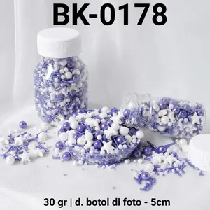BK-0178 Sprinkles sprinkle sprinkel 30gr 30 gram mix ungu putih