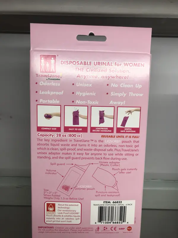 Travel Jane Disposable Urinal for women isi 6 pcs 1