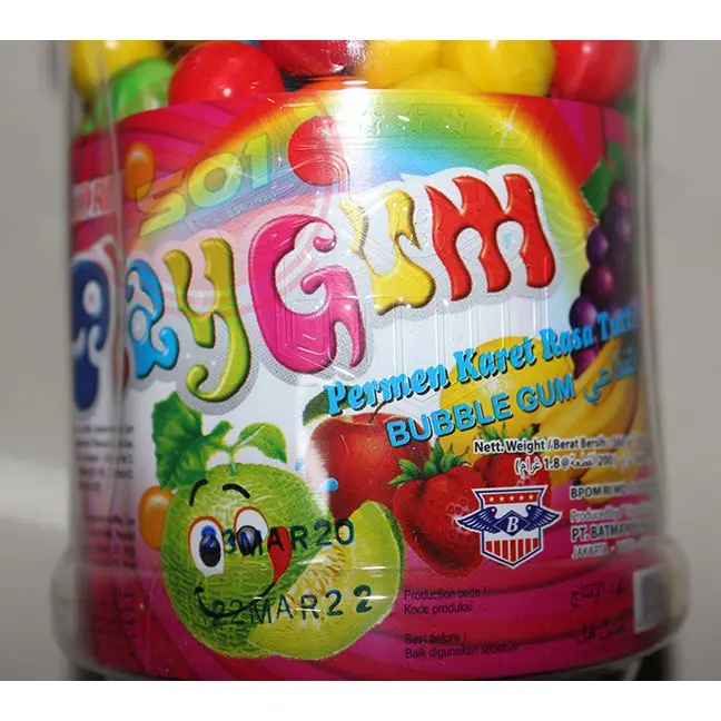 Permen Karet Bola Mini Play Gum Bubble Gum Tutti Frutti Toples 200 Pcs 1