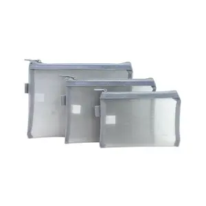 TAS PENYIMPANAN-FLAT MESH POUCH SET OF 3 GREY