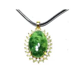 SILVER TITANIUM PERMATA BATU BULAT RUBY PRIA LIONTIN WANITA GIOK KALUN