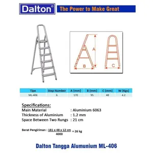 Tangga Lipat Aluminium DALTON ML-406 Ladder Alu 6 Steps 1.7M Original