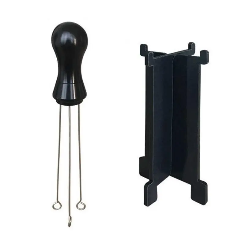 Coffee Needle Pin Cloth Powder Stainless Steel with Holder - Black