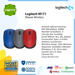 Logitech M171 Mouse Wireless untuk Windows, Mac, ChromeOS