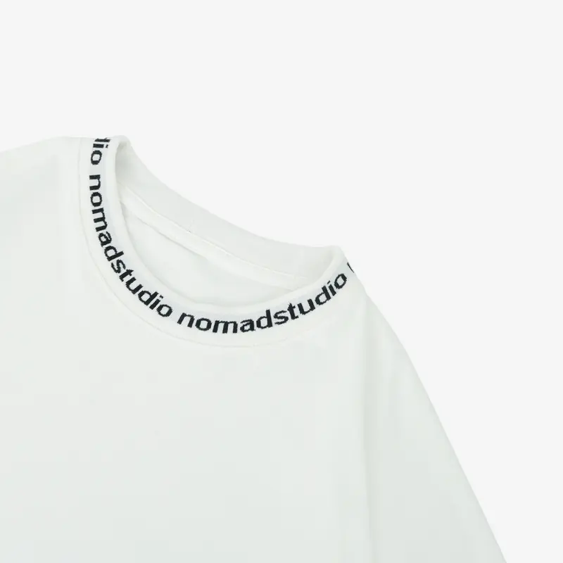 Nomadstudio The Origin Knit Neck Logo Oversized Tee White 2