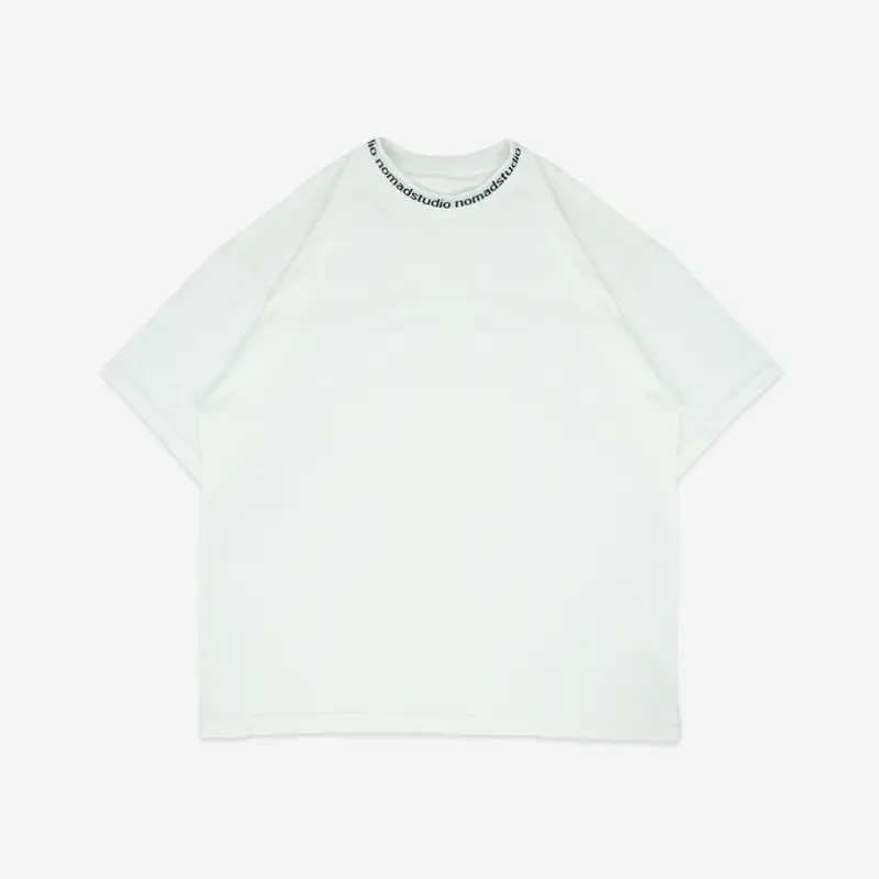 Nomadstudio The Origin Knit Neck Logo Oversized Tee White 0