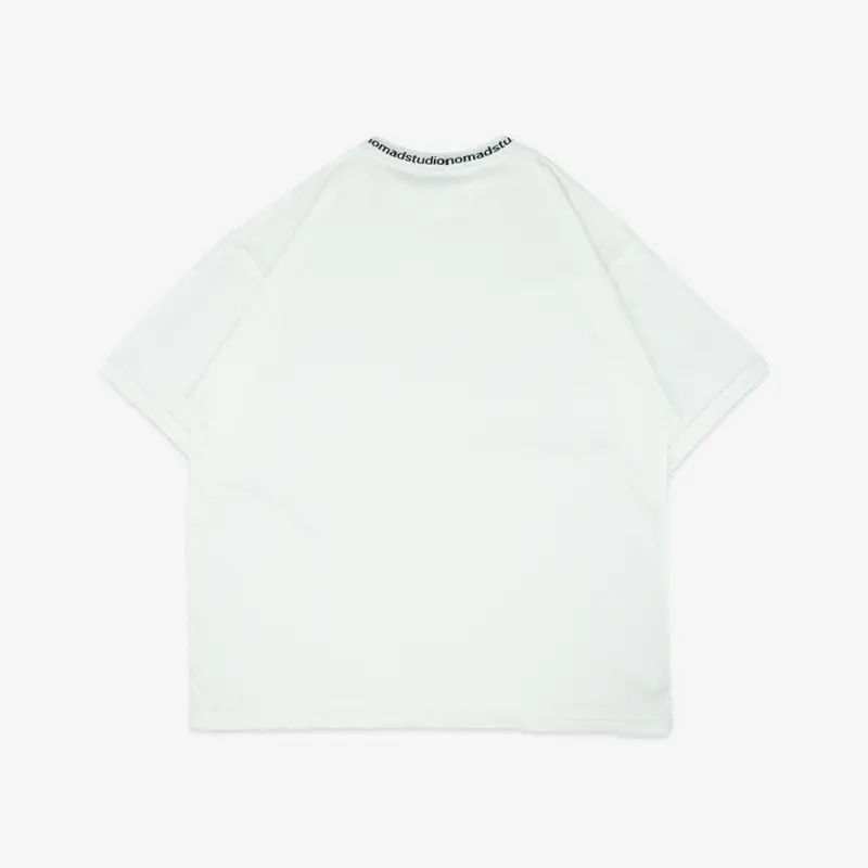 Nomadstudio The Origin Knit Neck Logo Oversized Tee White 1