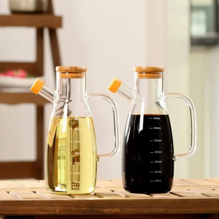 Tempat Minyak goreng / Botol Kaca Minyak Goreng Tutup Kayu 1000ml