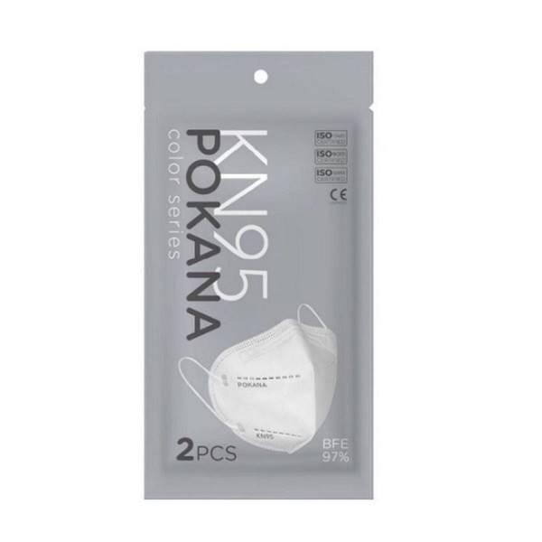 POKANA MASK ADLT KN 95 CLR 2'S
