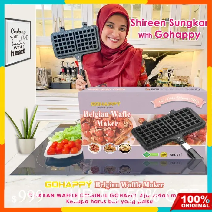 GO HAPPY BELGIAN WAFFLE MAKER CETAKAN KUE WAFFLE