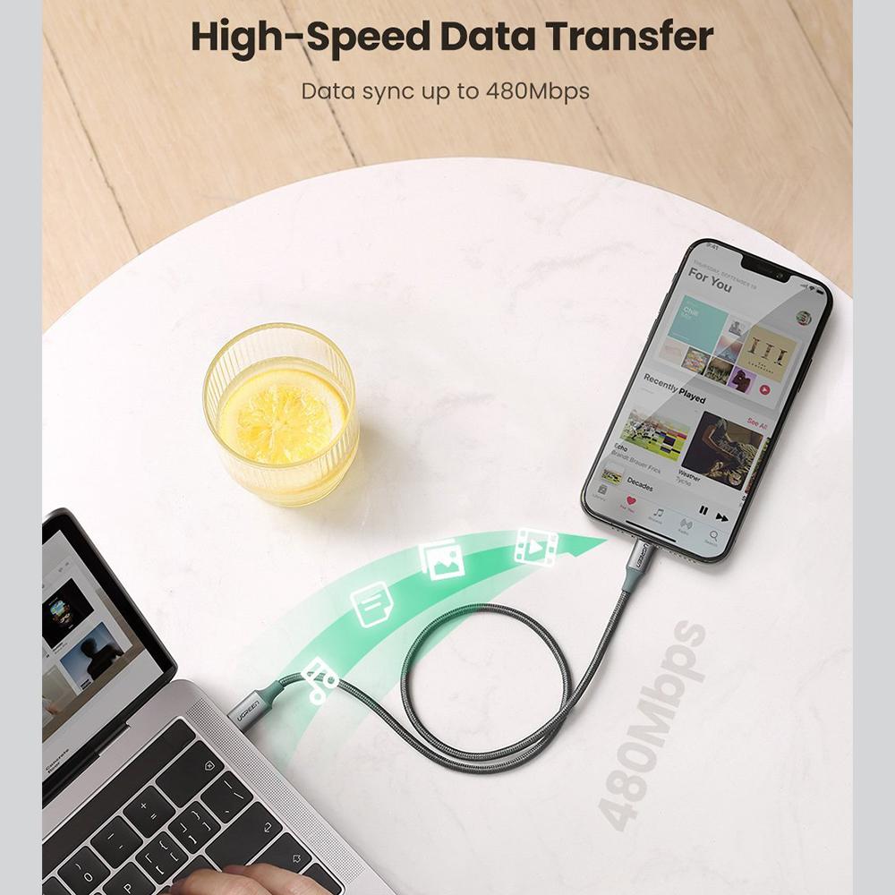 Cable Data USB C to iPhone Lightning MFI UGREEN PD Fast Braided Nylon