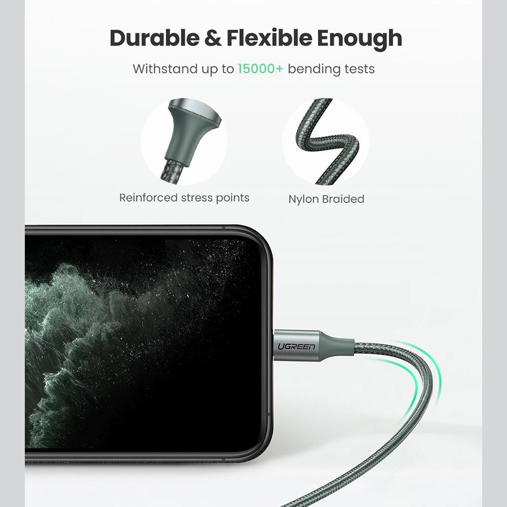 Cable Data USB C to iPhone Lightning MFI UGREEN PD Fast Braided Nylon