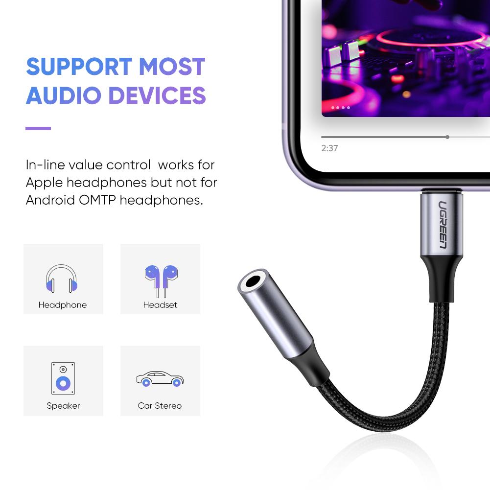 Adapter Lightning to Jack Audio 3.5mm MFI UGREEN Converter iPhone