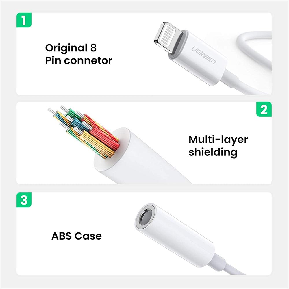 Adapter Lightning to Jack Audio 3.5mm MFI UGREEN Converter iPhone