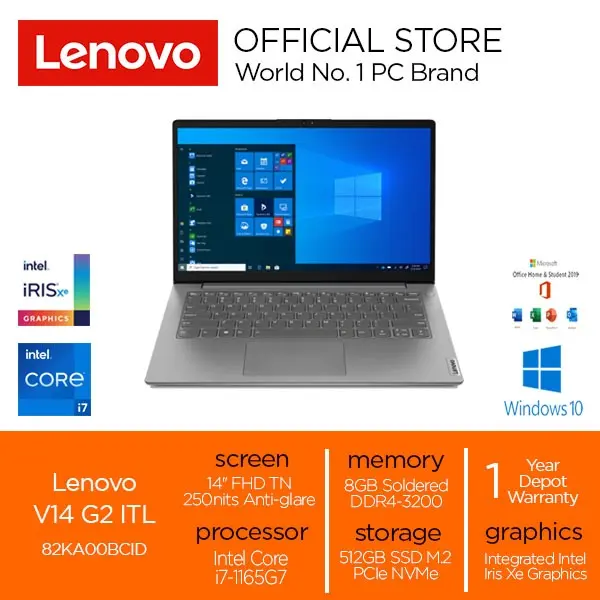 Lenovo V14 G2 ITL Core i7-1165G7 8GB 512GB SSD W10 OHS 2019 BCID 0