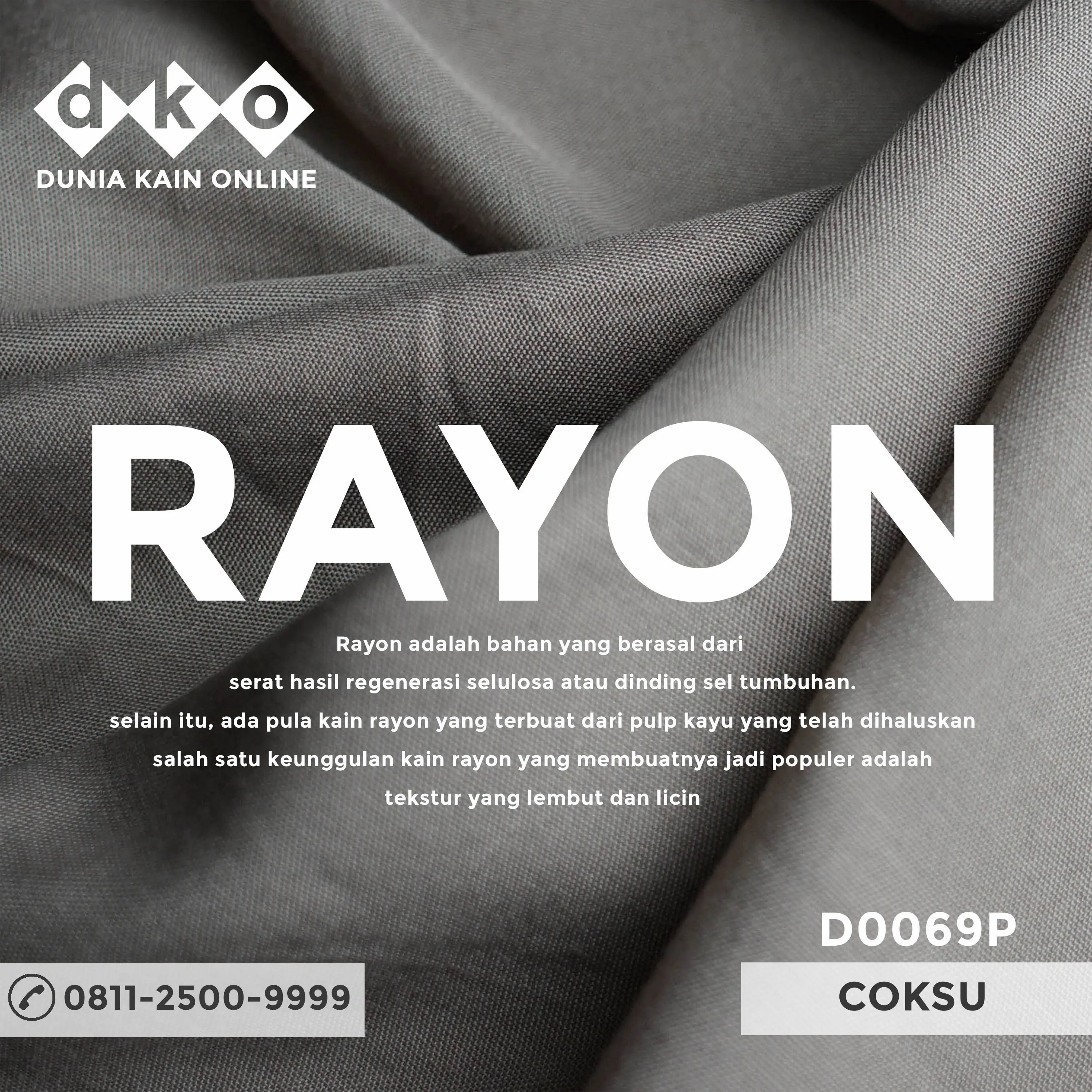 DKO Kain RAYON POLOS Premium Warna Coklat Susu