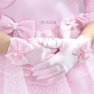 Sarung Tangan Pesta Anak Pink Pendek l Gloves Putri - STA002