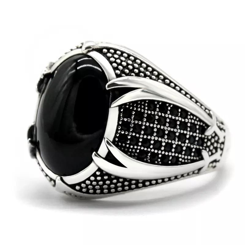 Cincin Batu Akik Black Onix Agate Hitam Pekat Elegan Berkelas 1