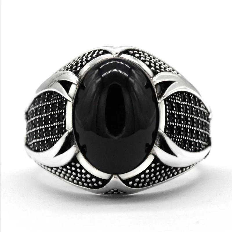 Cincin Batu Akik Black Onix Agate Hitam Pekat Elegan Berkelas 3
