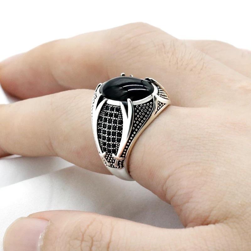 Cincin Batu Akik Black Onix Agate Hitam Pekat Elegan Berkelas 4