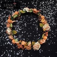 Gambar Flower Crown Pesta Peach Wanita l Mahkota Bunga Lenka - FCP005 - Orange dari Lenka Wedding Shop Kota Surabaya 1 Tokopedia