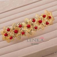 Gambar Aksesoris Sanggul Rambut Prewedding China l Sirkam Emas Lenka - SRE010 - Gold dari Lenka Wedding Shop Kota Surabaya 4 Tokopedia