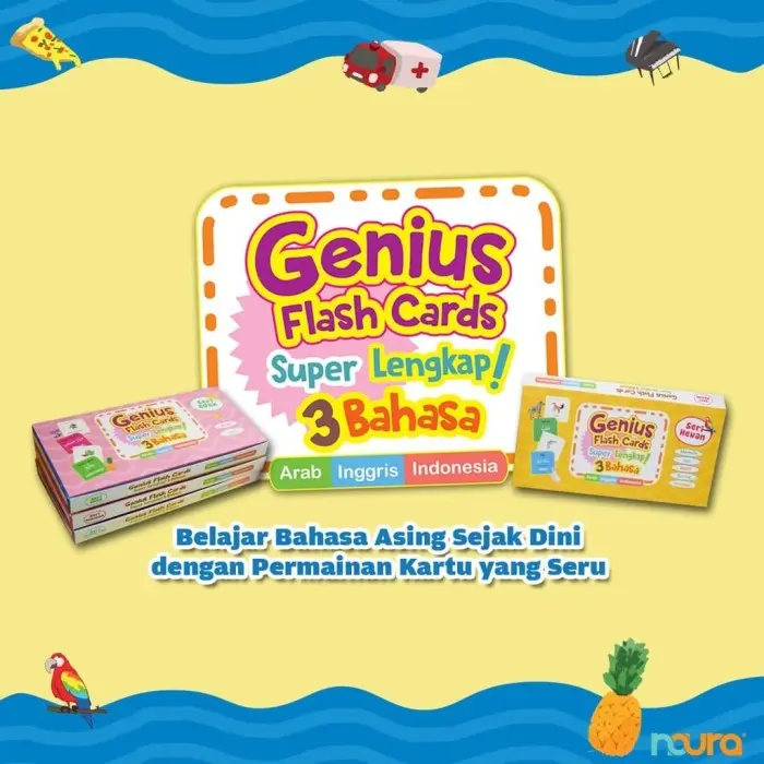 Buku Genius Flash Cards Super Lengkap! 3 Bahasa: Seri Hewan - Buku FlashCard