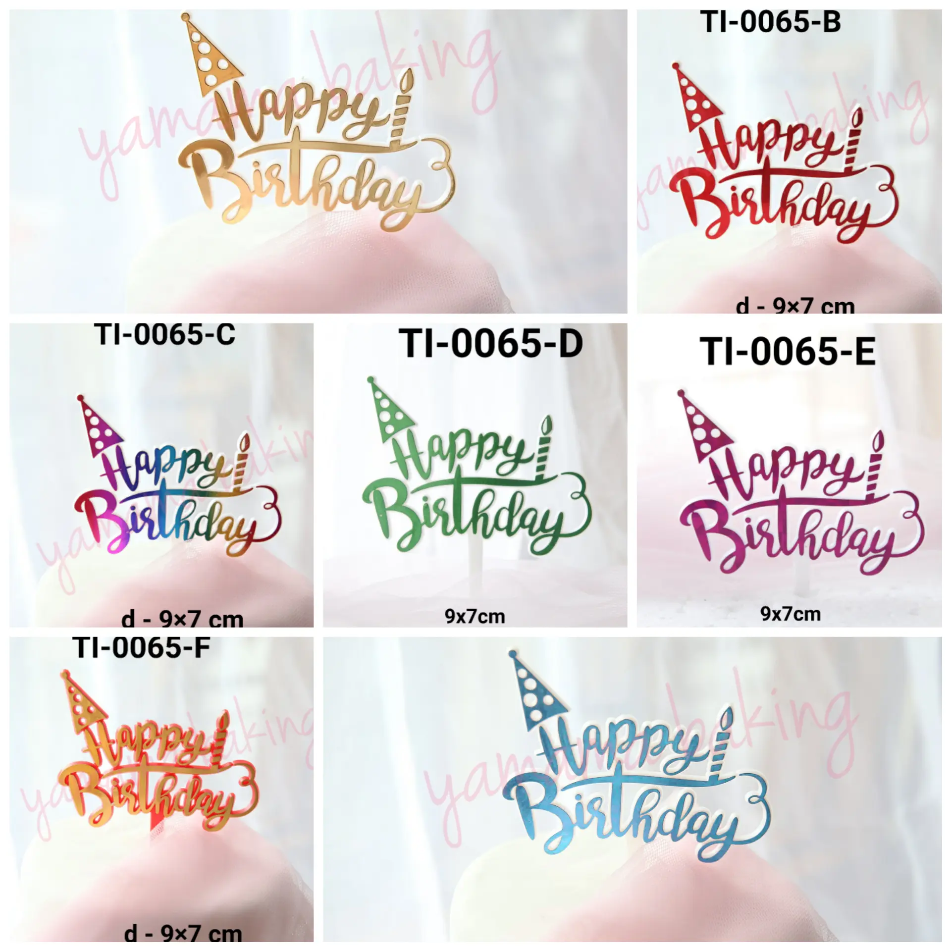 GR-TI-0065 Cake topper hiasan kue tulisan happy birthday ulang tahun