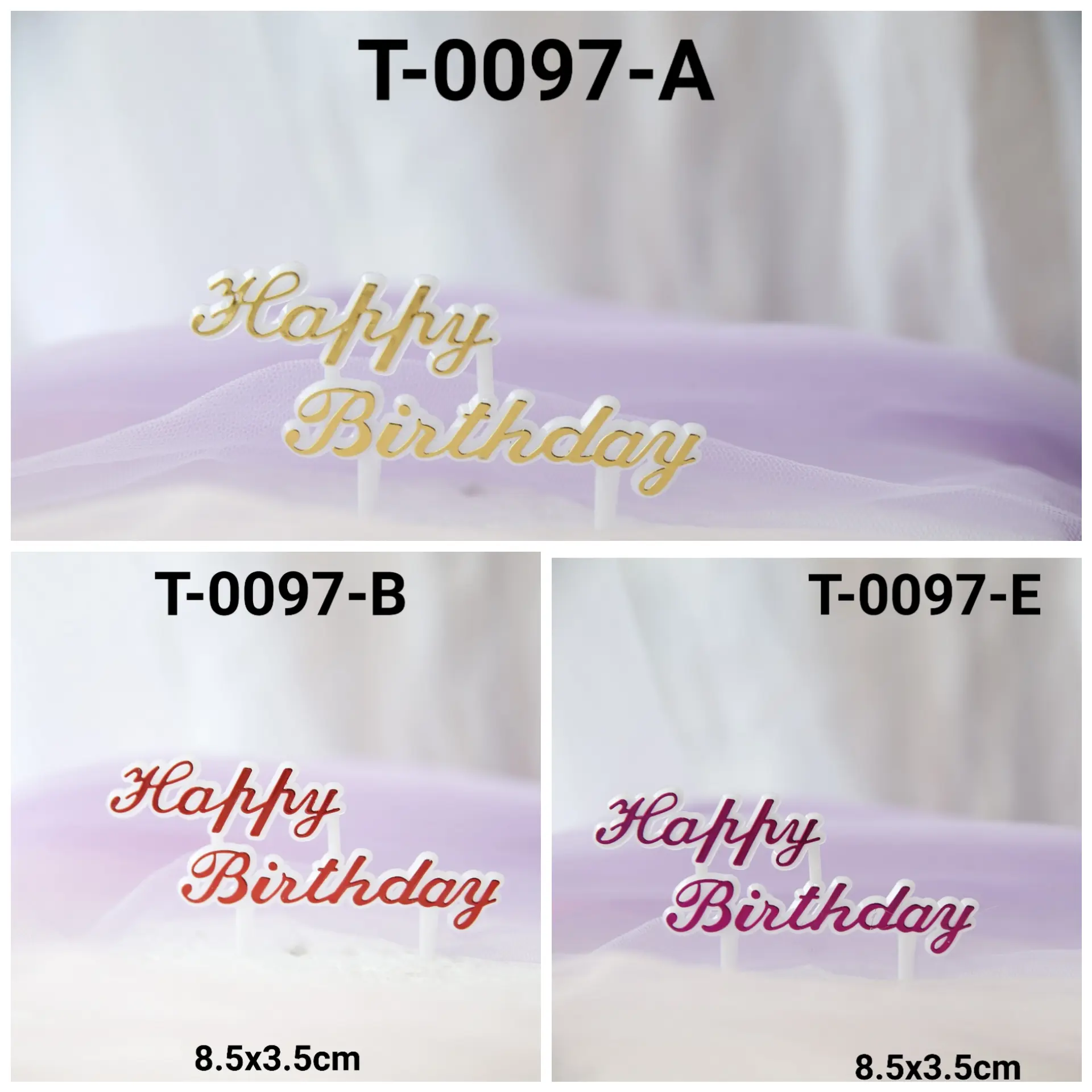 GR-T-0097 Cake Topper Hiasan Kue Tulisan Happy Birthday ultah HBD