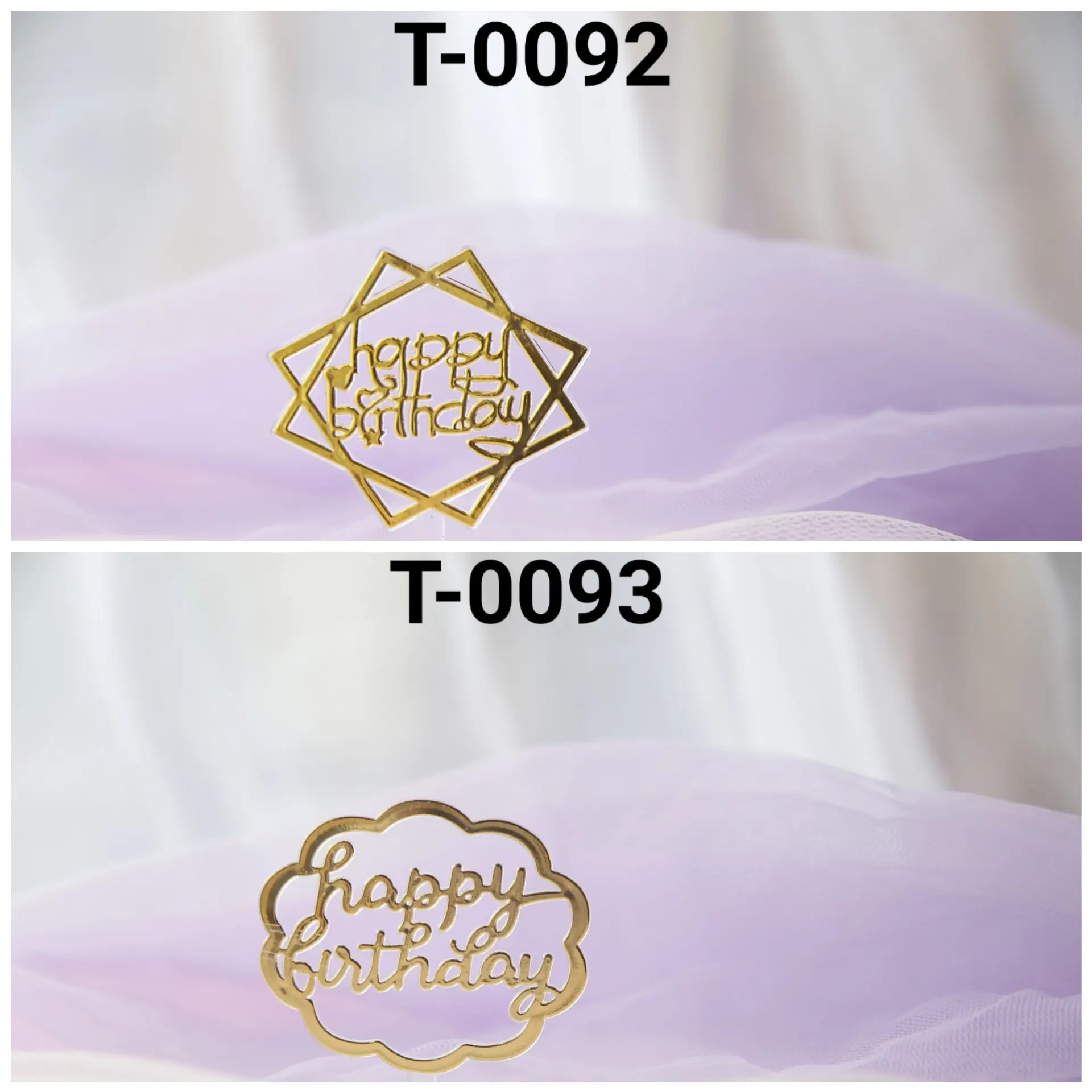 GR-T-0092 Cake topper hiasan kue tulisan plastik happy birthday emas