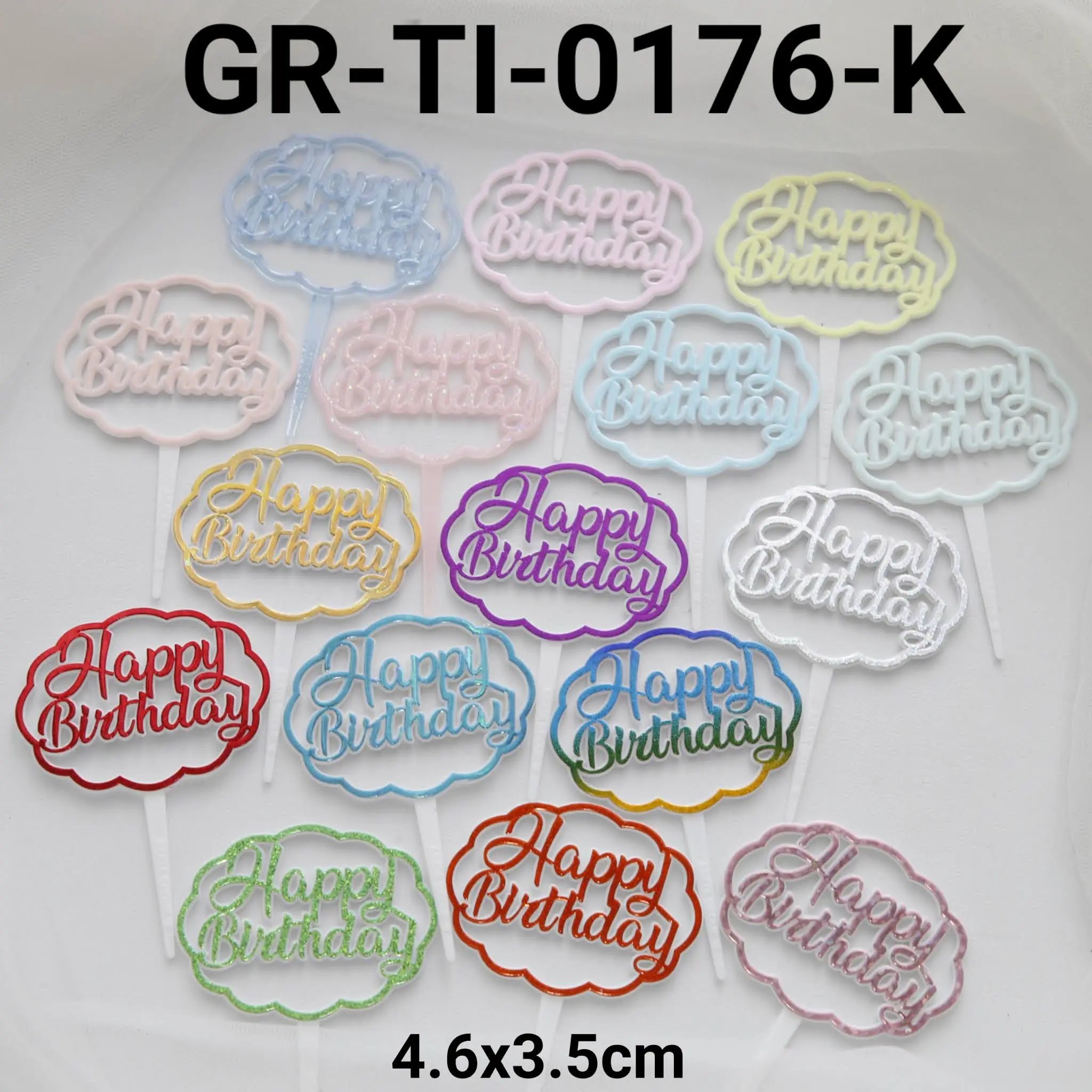 GR-TI-0176-K Cake topper cupcake tulisan plastik mini happy birthday
