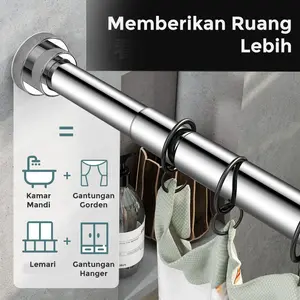 BS Inaso Tiang Hordeng Fleksibel Besi Gorden Pipa Gantungan Kamar Mand