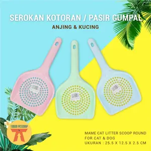 sekop pasir kucing mame plastic litter round scoop / serokan