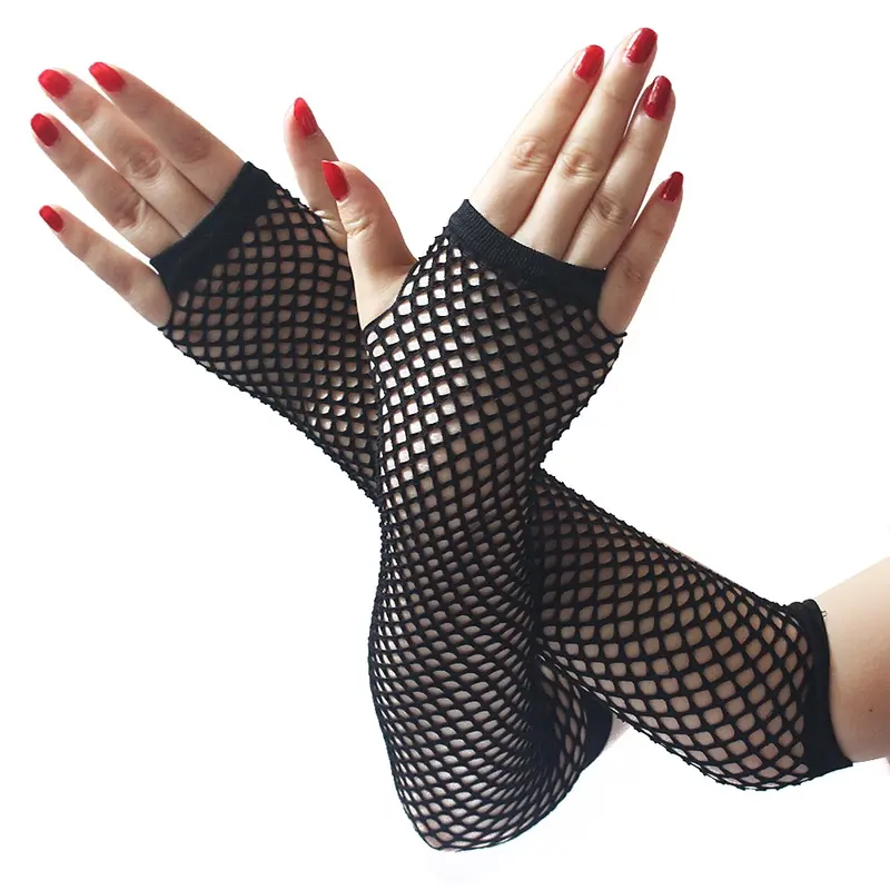LGN sarung tangan jaring fihsnet setengah jari gloves cosplay wanita 0