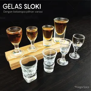Gelas Sloki Kaca Kecil One Shot Glass Minum Anggur Cantik Lucu