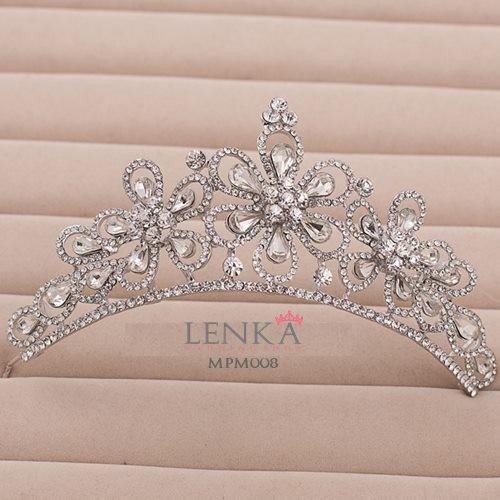 Gambar Mahkota Tiara Rambut Pesta Bridal Wanita l Lenka - MPM008 - Putih Silver dari Lenka Wedding Shop Kota Surabaya 5 Tokopedia