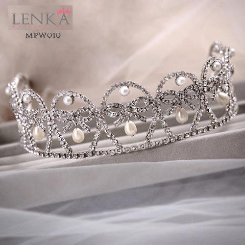 Gambar Aksesoris Mahkota Crown Mutiara Pesta Wedding l Lenka - MPW010 - Putih SIlver dari Lenka Wedding Shop Kota Surabaya 5 Tokopedia