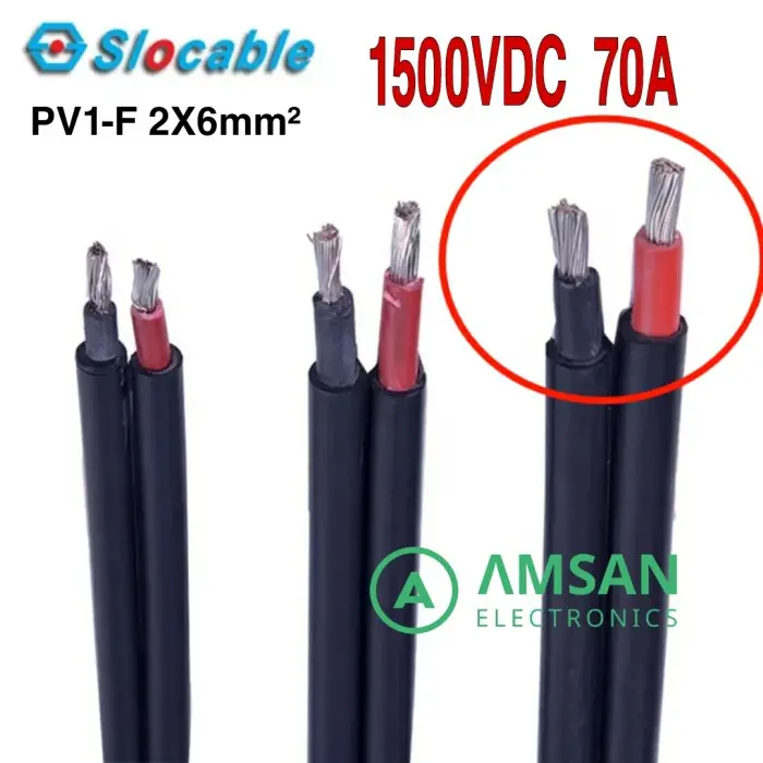 PV1-F 2x 6mm Slocable 1500VDC 70A PV Cable Kabel Panel Surya