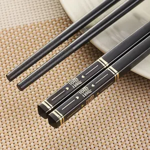 (24 cm) Sumpit Alloy Warna Hitam Hiasan Tulisan "Fuk" (1 Pasang)