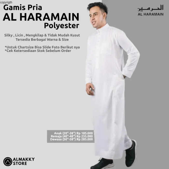 AL HARAMAIN POLYESTER Dewasa - PUTIH MAIN impor) - Remaja(40"-48")