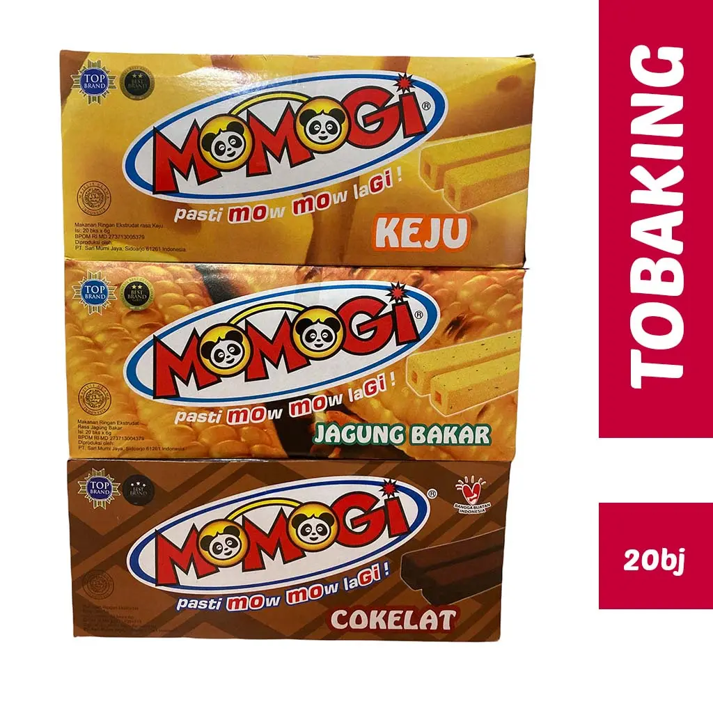 Momogi Stick Snack Biskuit rasa keju jagung bakar coklat isi 20