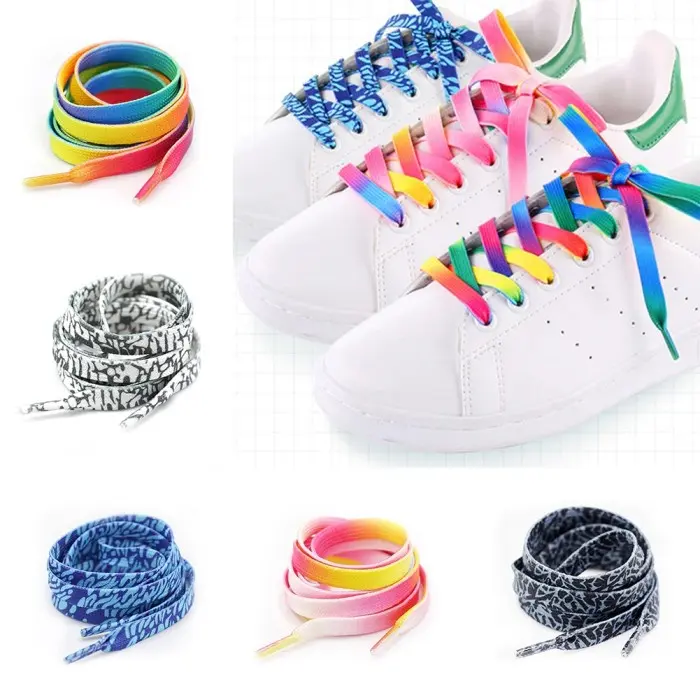 LL11 Sepasang Tali Sepatu Harajuku Pelangi Rainbow Flat Shoe 0