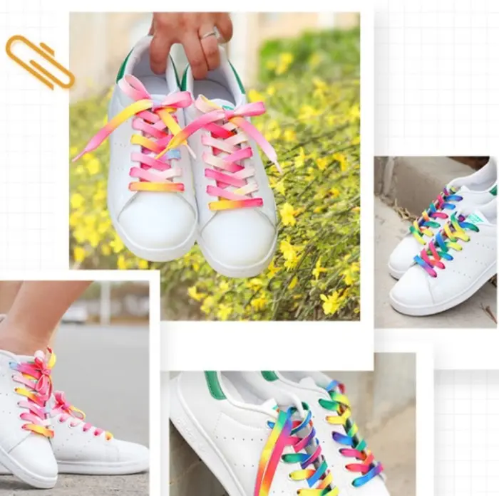LL11 Sepasang Tali Sepatu Harajuku Pelangi Rainbow Flat Shoe 2