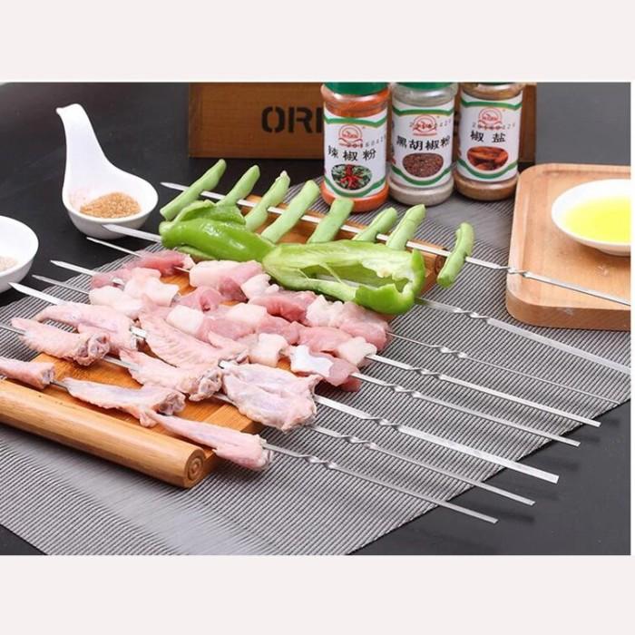 Tusuk Sate Klatak Stainless Panjang Tusukan Daging BBQ Besi Anti Karat 3