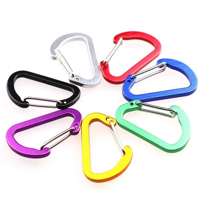 Carabiner Gantungan Kunci 4D Flat Aluminium Alloy Biru Gold