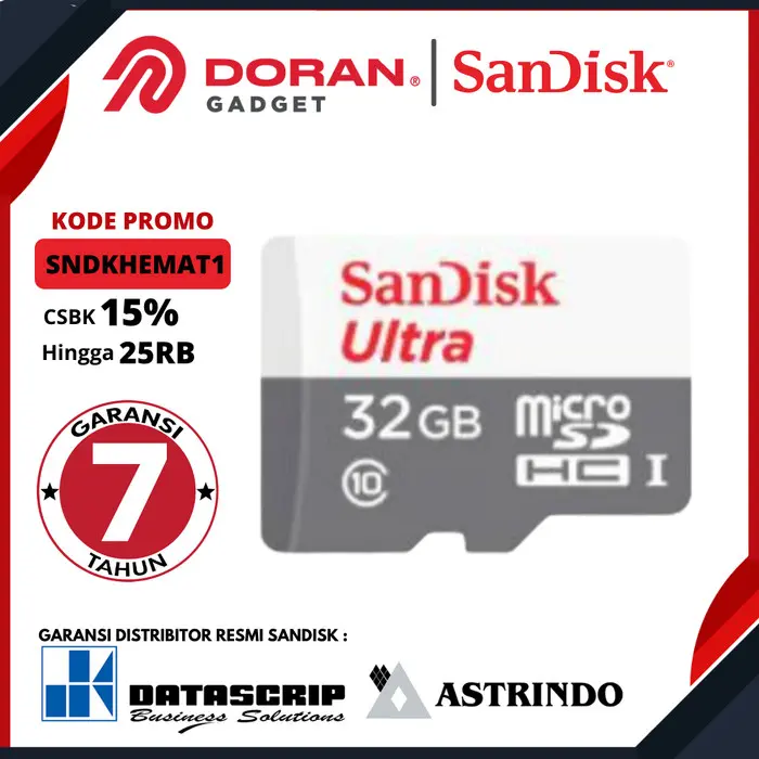 Micro SD 32GB Sandisk Ultra 100Mb/s MicroSDHC UHS-I - Garansi Resmi