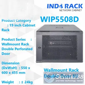 Indorack WIP5508D Wallmount 8U Perforated 450mm Single Door Rack Rak